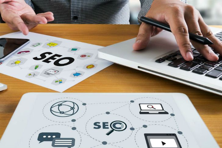 SEO company work table with computer