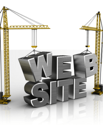 Web design construction site with cranes illustration