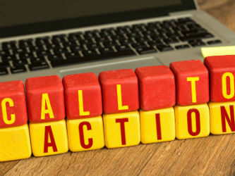 Houston digital marketing call to action blocks in front of laptop