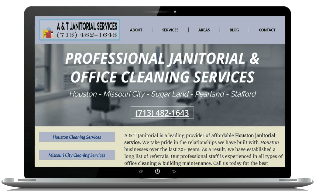 Janitorial service web design desktop screenshot