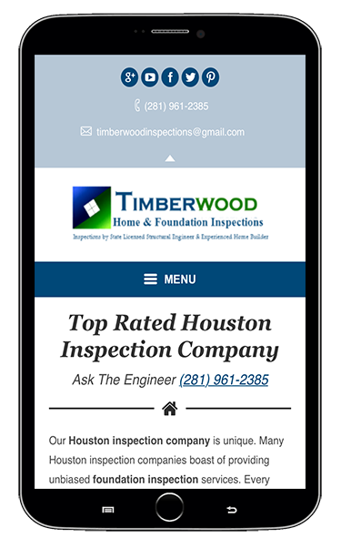 Home inspection website designs mobile screenshot