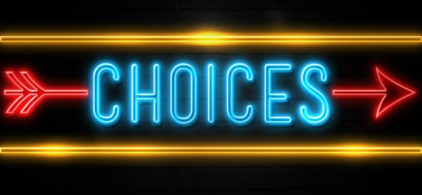 Digital advertising choices neon arrow sign