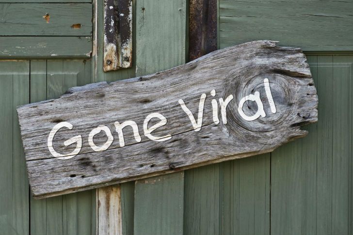 Social media gone viral sign hanging on door