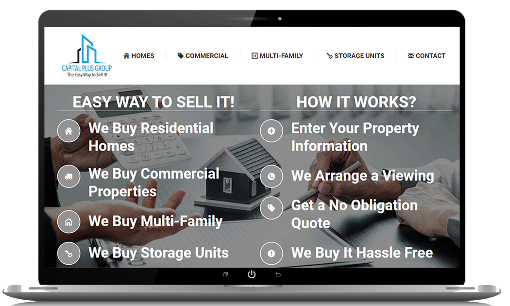 Home buyer website design on a desktop computer.