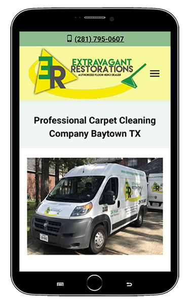 Mobile web design for a carpet cleaner.