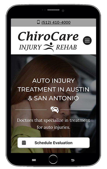 Mobile website design for a chiropractor.