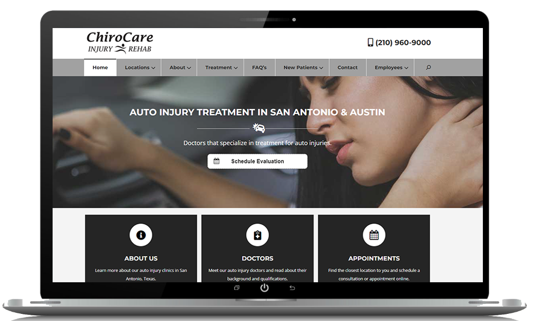 Chiropractic clinic website for chiropractor in Texas.