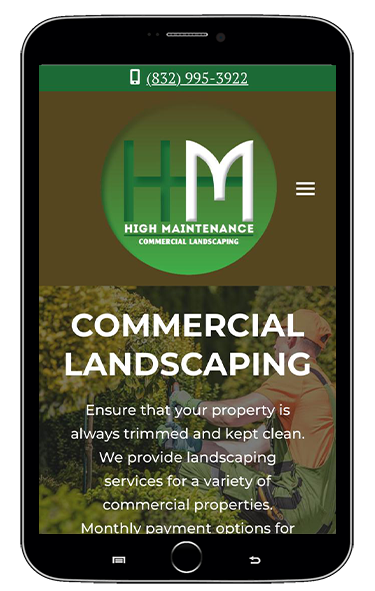 Mobile landscape contractor website.